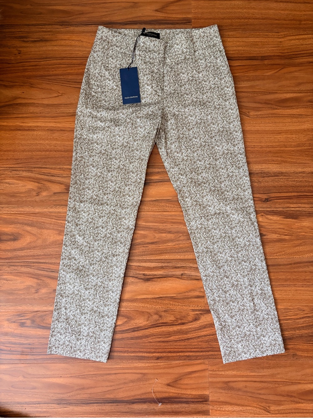 Piazza Sempione Neutral Heathered Knit Cropped Tapered Pants